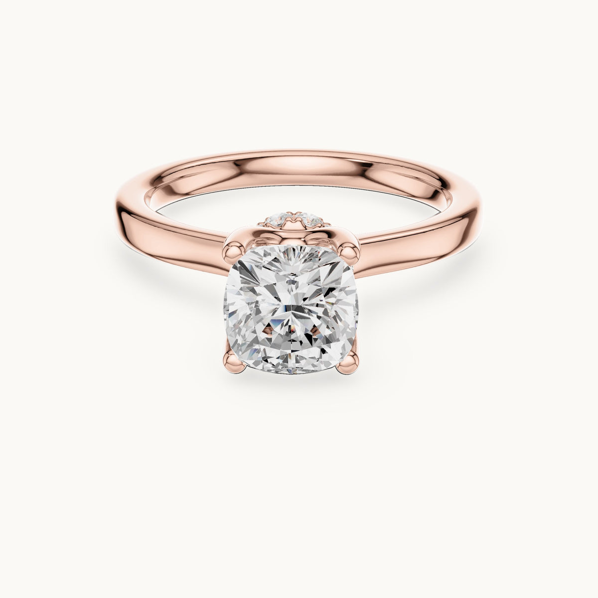 Cushion-cut lab-grown diamond collar-set solitaire engagement ring in rose gold, 1.65 CT TW, view 4
