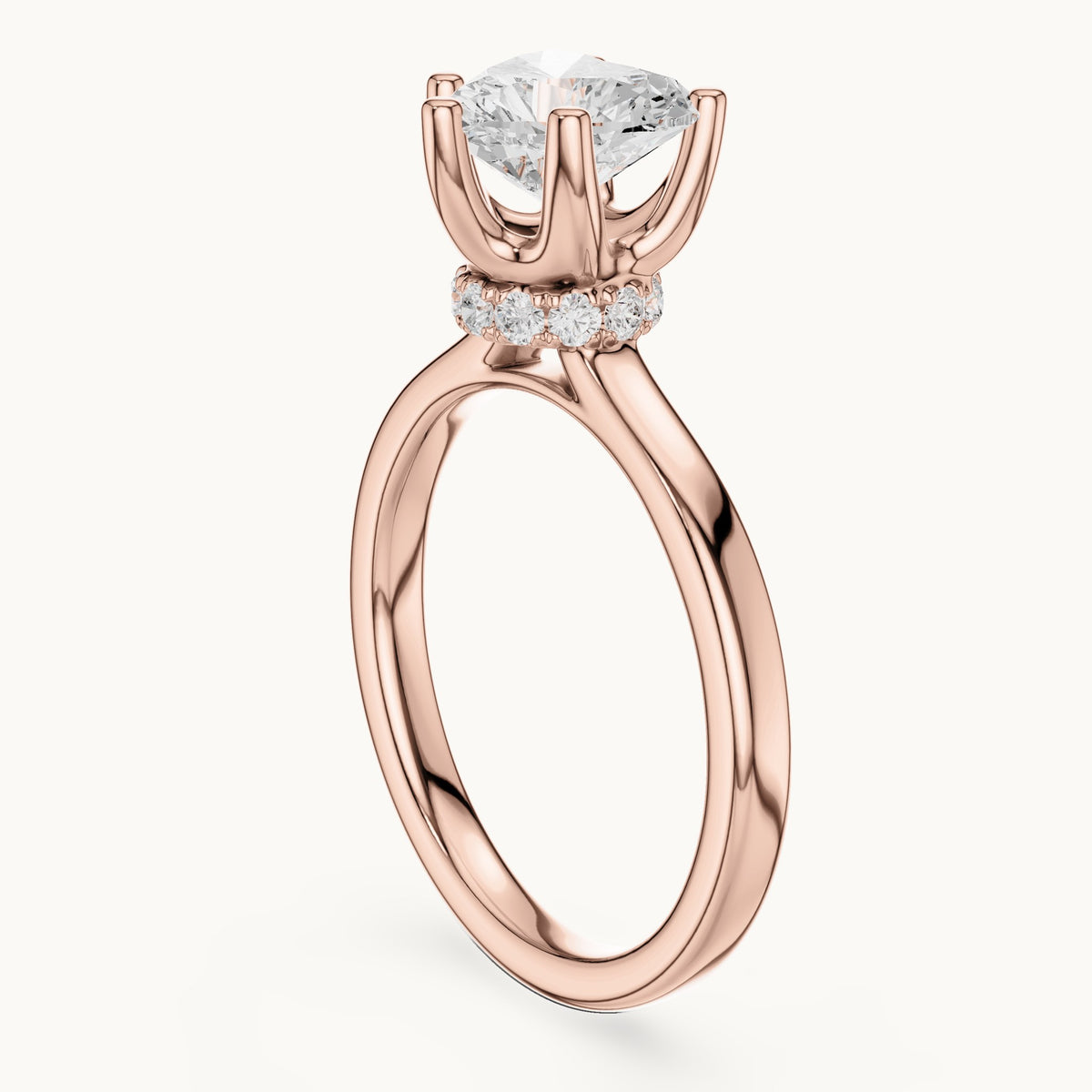 Heart lab-grown diamond collar-set solitaire engagement ring in rose gold, 1.65 CT TW, view 1