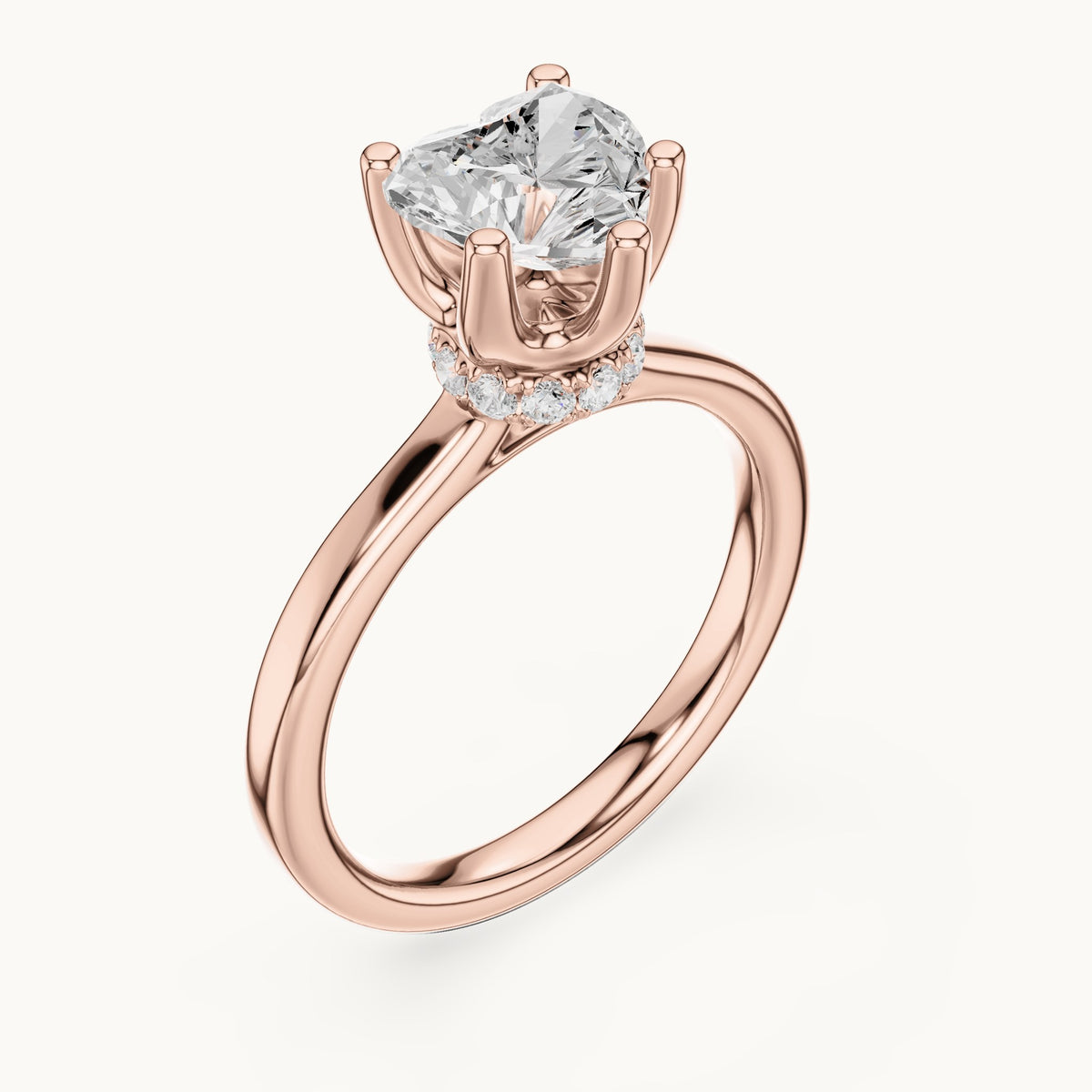 Heart lab-grown diamond collar-set solitaire engagement ring in rose gold, 1.65 CT TW, view 2