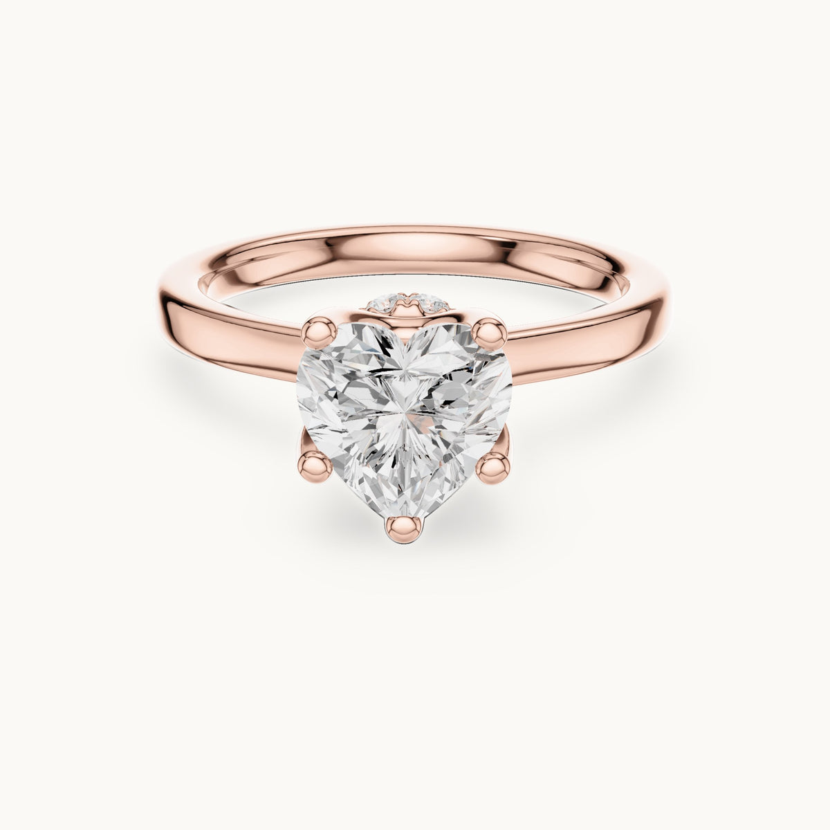 Heart lab-grown diamond collar-set solitaire engagement ring in rose gold, 1.65 CT TW, view 4