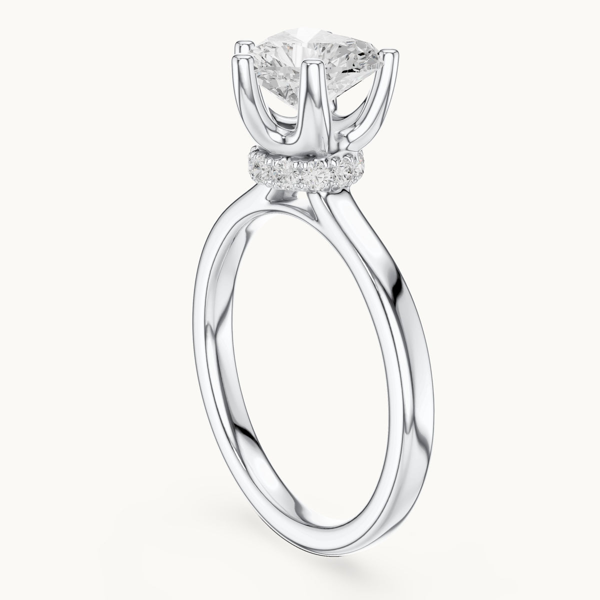 Heart lab-grown diamond collar-set solitaire engagement ring in white gold, 1.65 CT TW, view 1