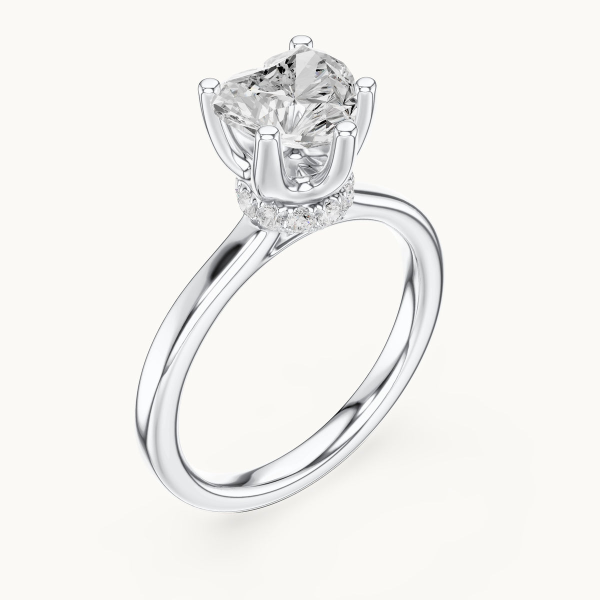Heart lab-grown diamond collar-set solitaire engagement ring in white gold, 1.65 CT TW, view 2