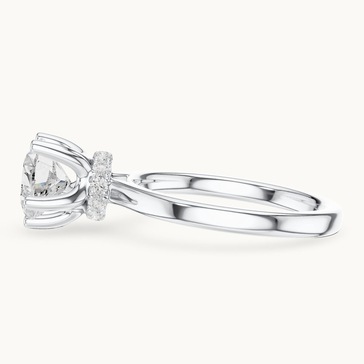 Heart lab-grown diamond collar-set solitaire engagement ring in white gold, 1.65 CT TW, view 3