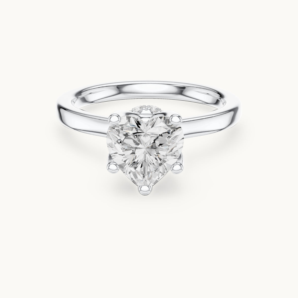 Heart lab-grown diamond collar-set solitaire engagement ring in white gold, 1.65 CT TW, view 4