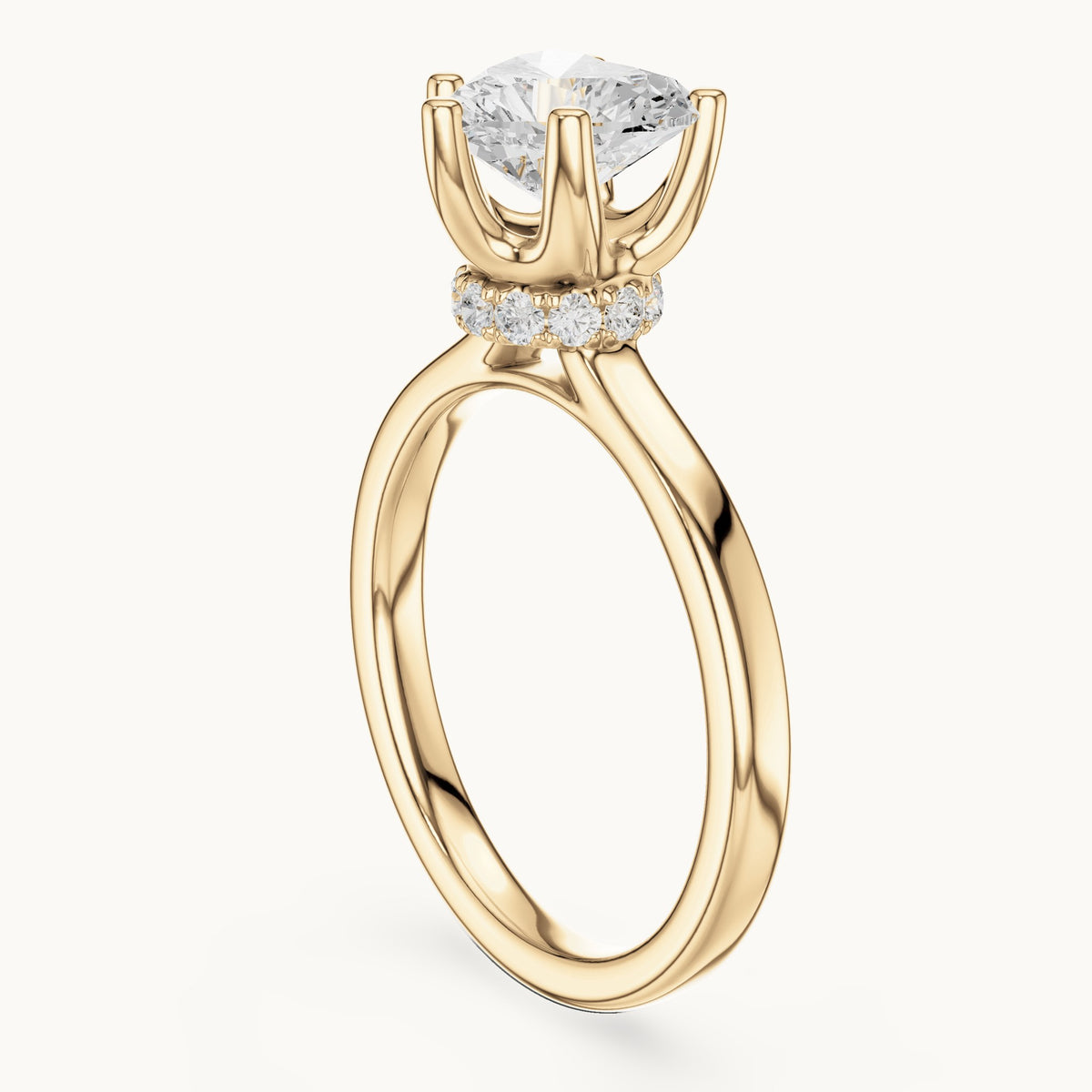 Heart lab-grown diamond collar-set solitaire engagement ring in yellow gold, 1.65 CT TW, view 1
