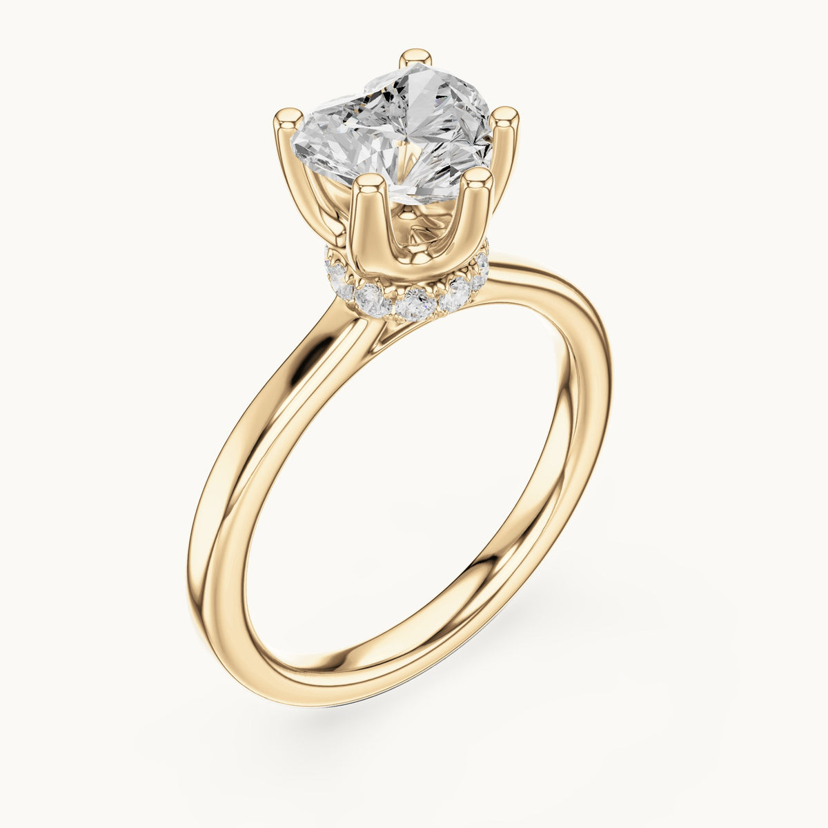 Heart lab-grown diamond collar-set solitaire engagement ring in yellow gold, 1.65 CT TW, view 2