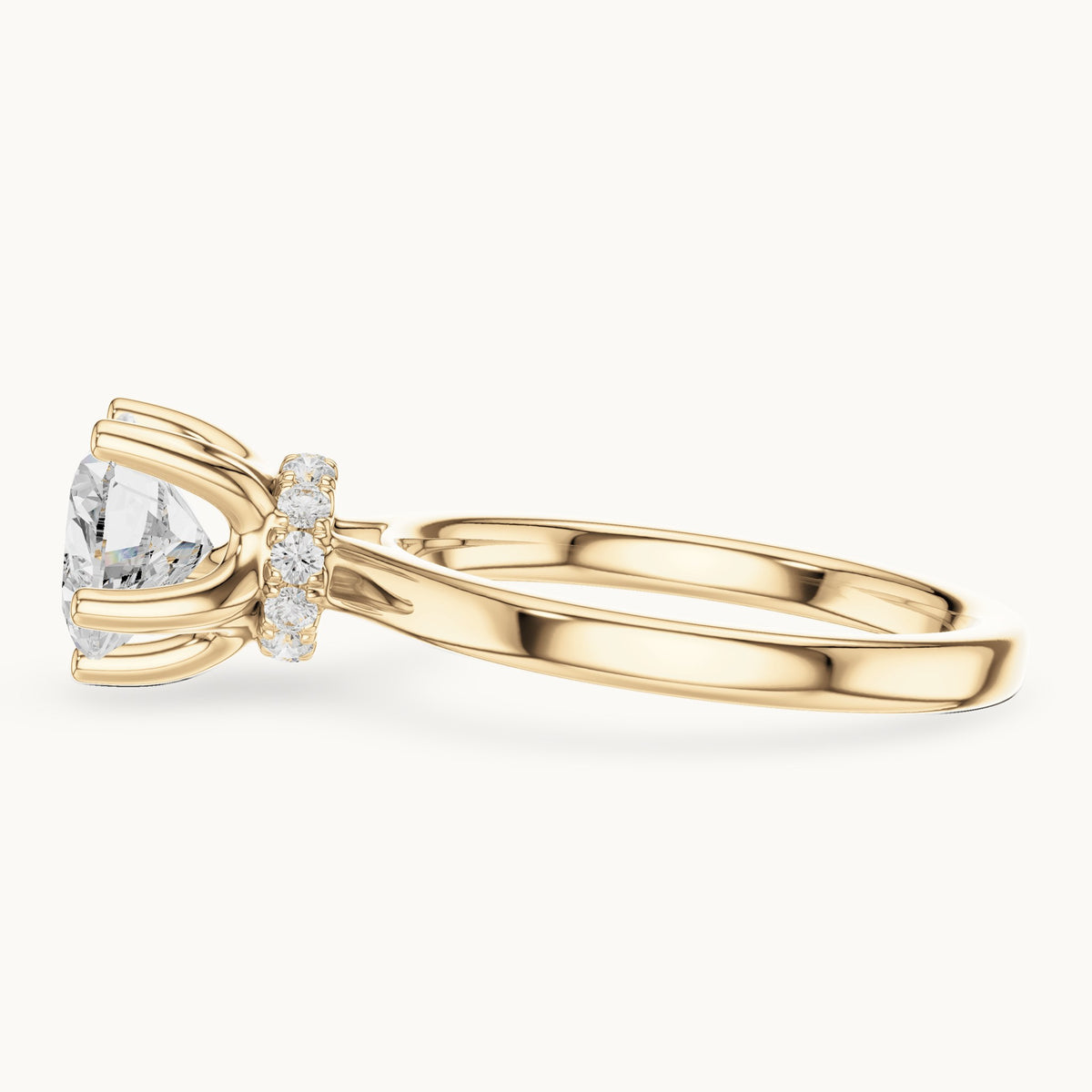 Heart lab-grown diamond collar-set solitaire engagement ring in yellow gold, 1.65 CT TW, view 3