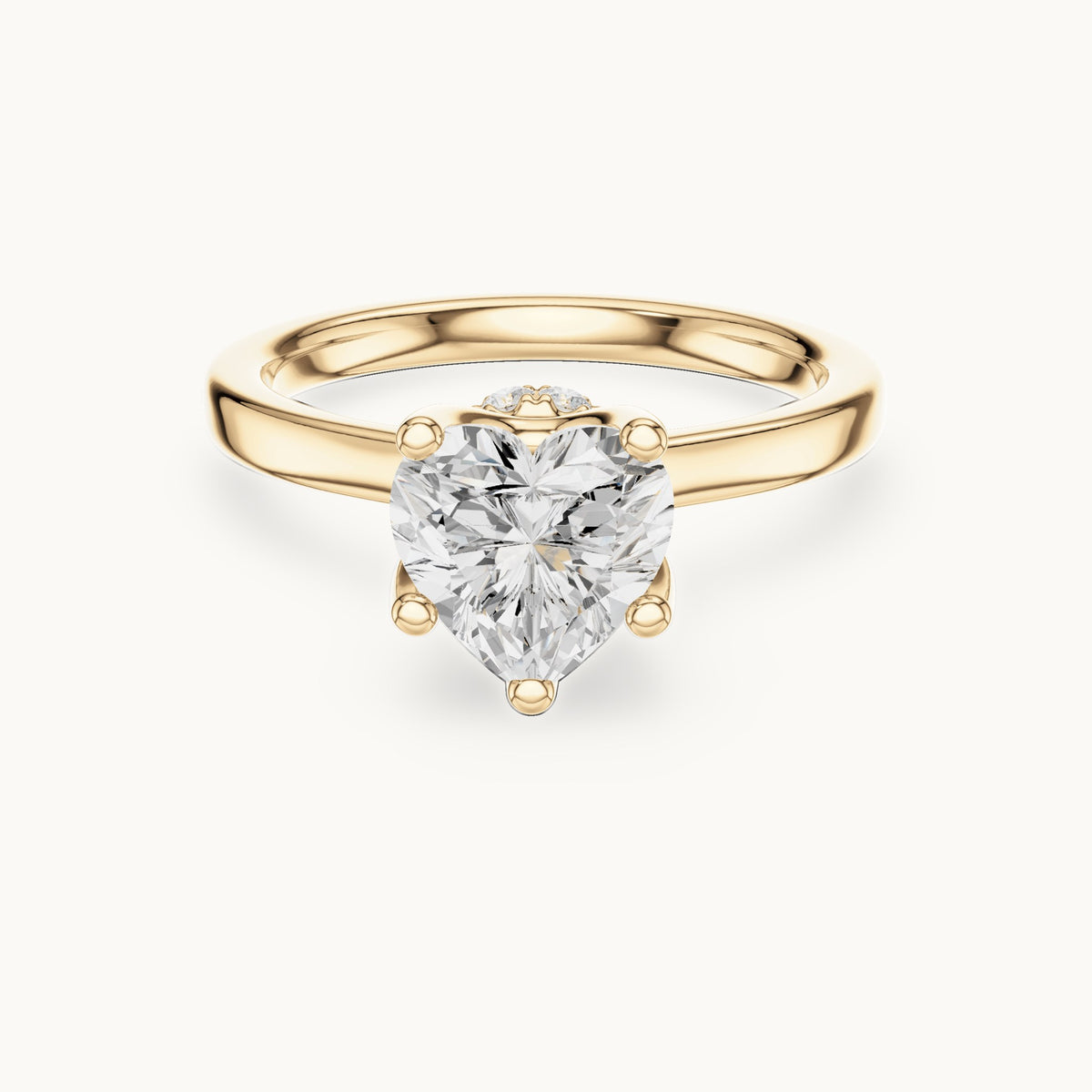 Heart lab-grown diamond collar-set solitaire engagement ring in yellow gold, 1.65 CT TW, view 4