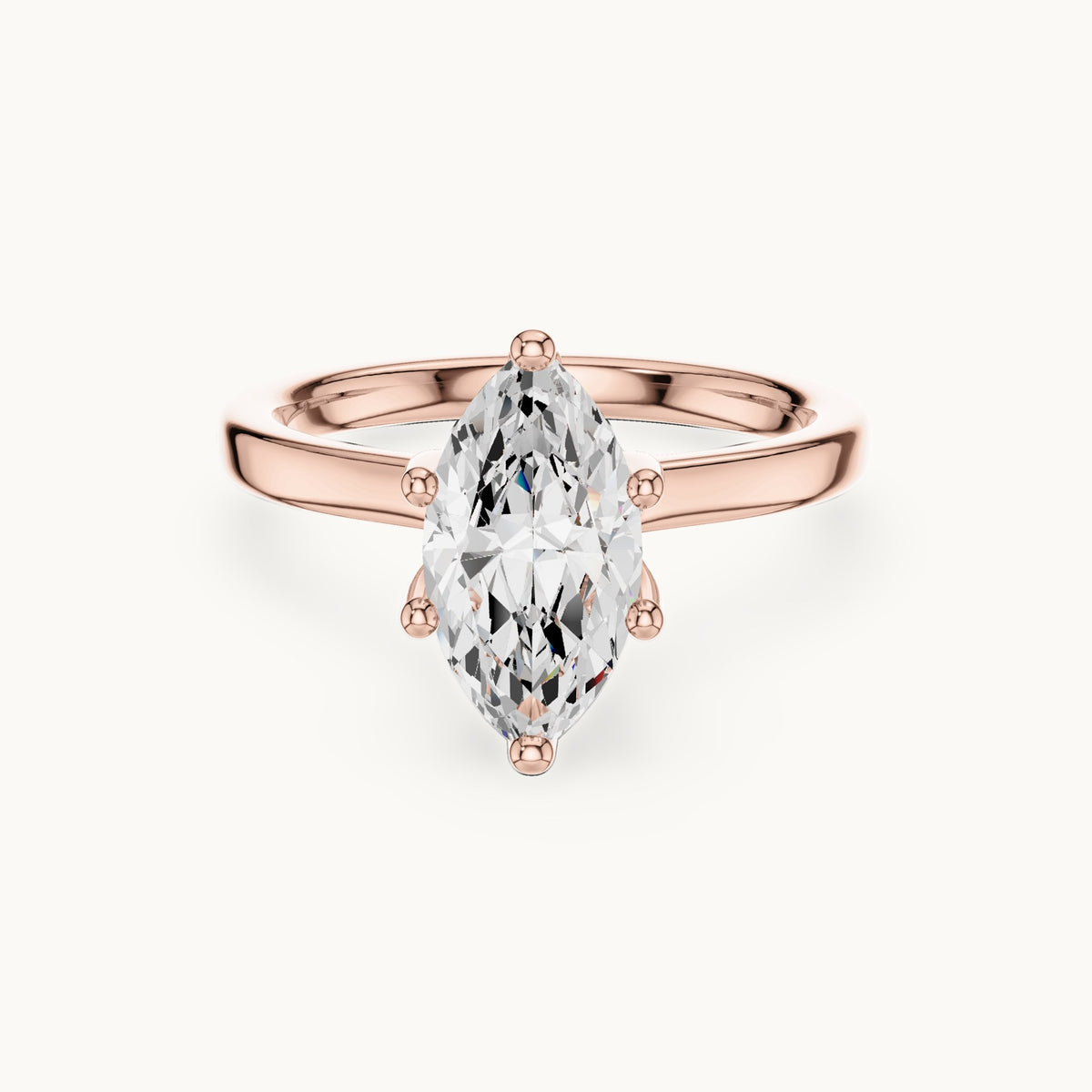 Marquise lab-grown diamond collar-set solitaire engagement ring in rose gold, 1.65 CT TW, view 4