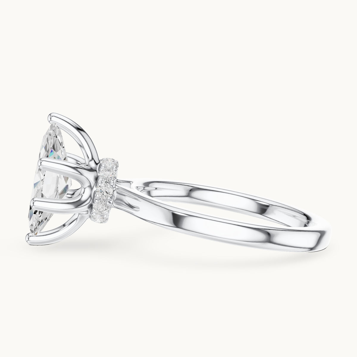 Marquise lab-grown diamond collar-set solitaire engagement ring in white gold, 1.65 CT TW, view 3
