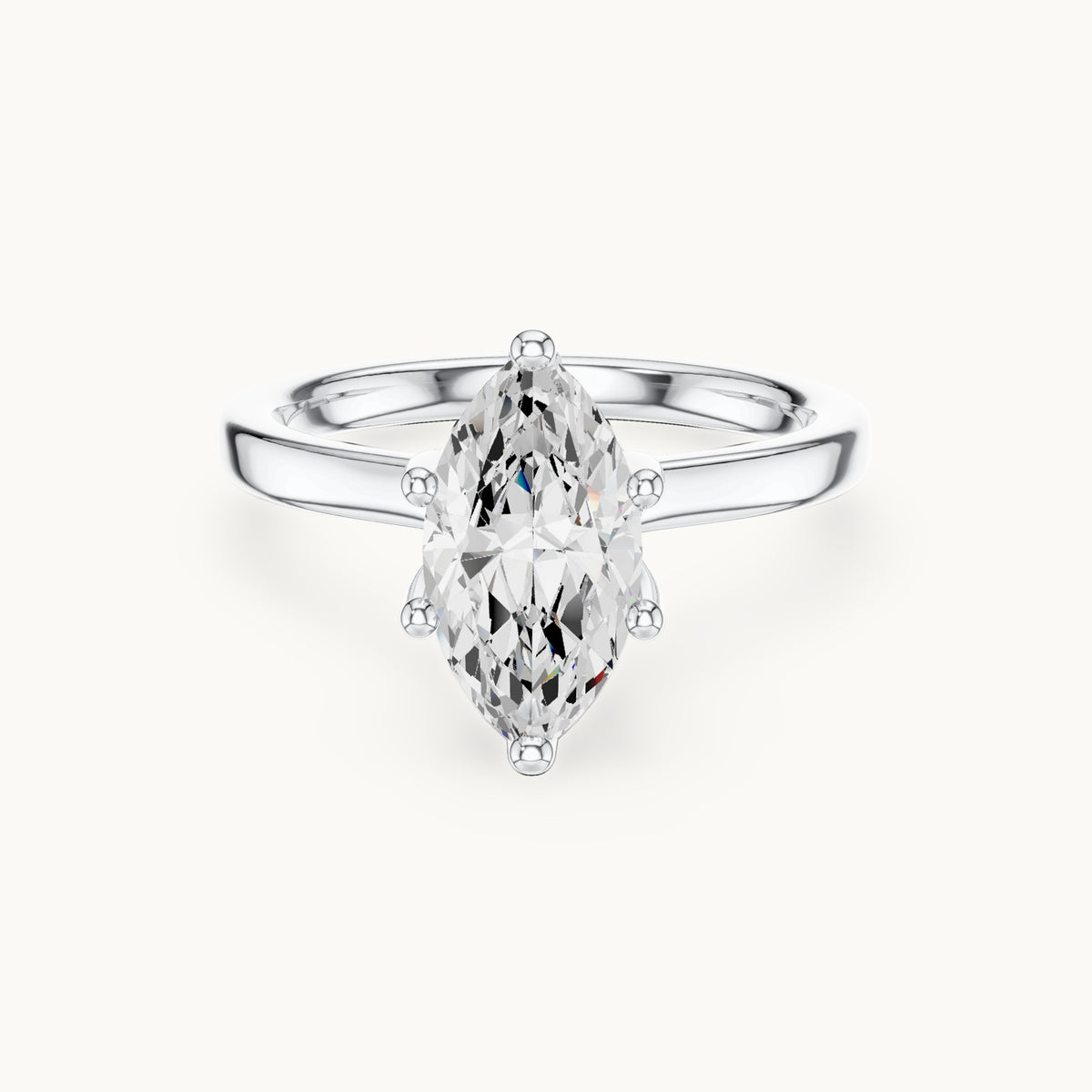Marquise lab-grown diamond collar-set solitaire engagement ring in white gold, 1.65 CT TW, view 4