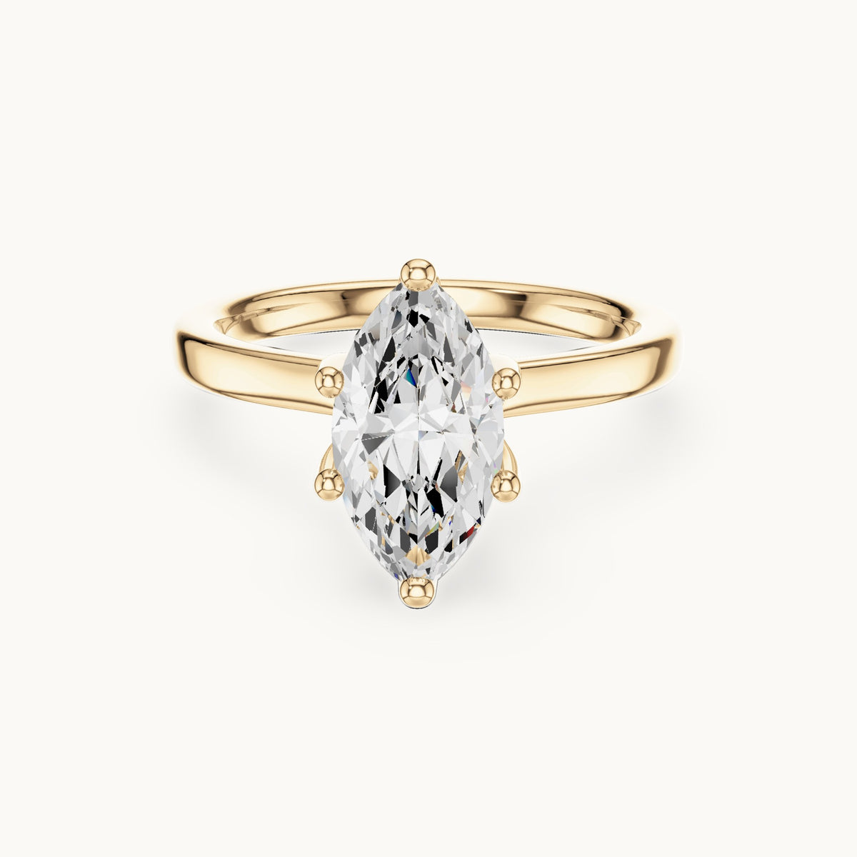 Marquise lab-grown diamond collar-set solitaire engagement ring in yellow gold, 1.65 CT TW, view 4