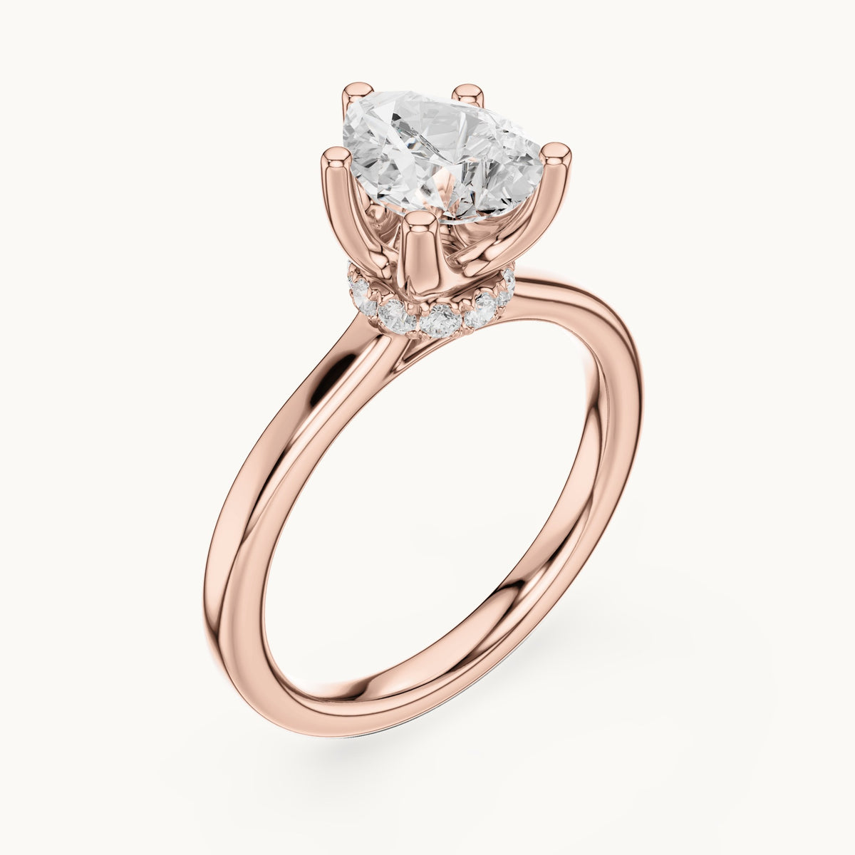 Pear lab-grown diamond collar-set solitaire engagement ring in rose gold, 1.65 CT TW, view 2