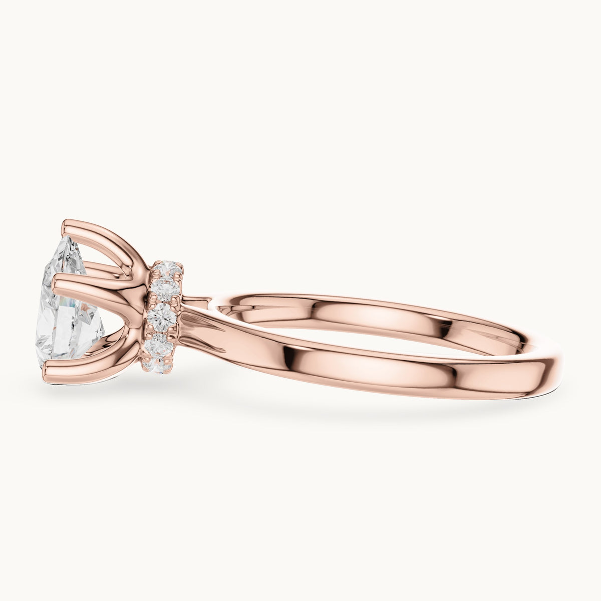 Pear lab-grown diamond collar-set solitaire engagement ring in rose gold, 1.65 CT TW, view 3