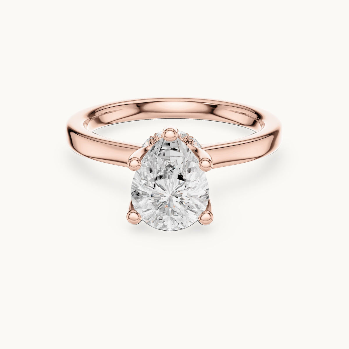 Pear lab-grown diamond collar-set solitaire engagement ring in rose gold, 1.65 CT TW, view 4