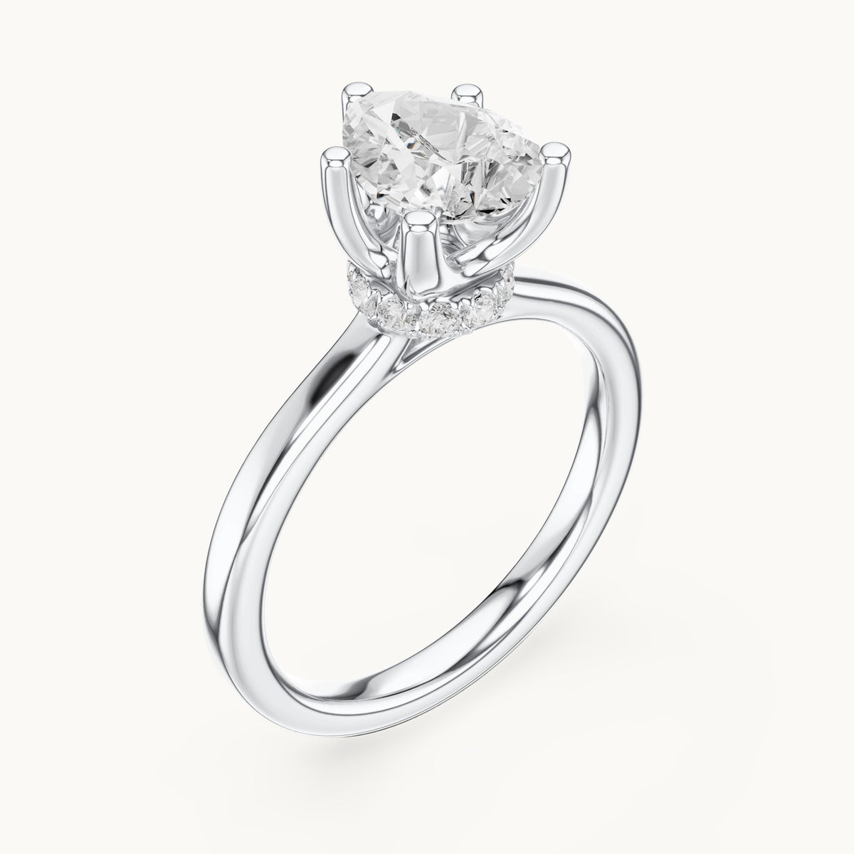 Pear lab-grown diamond collar-set solitaire engagement ring in white gold, 1.65 CT TW, view 2