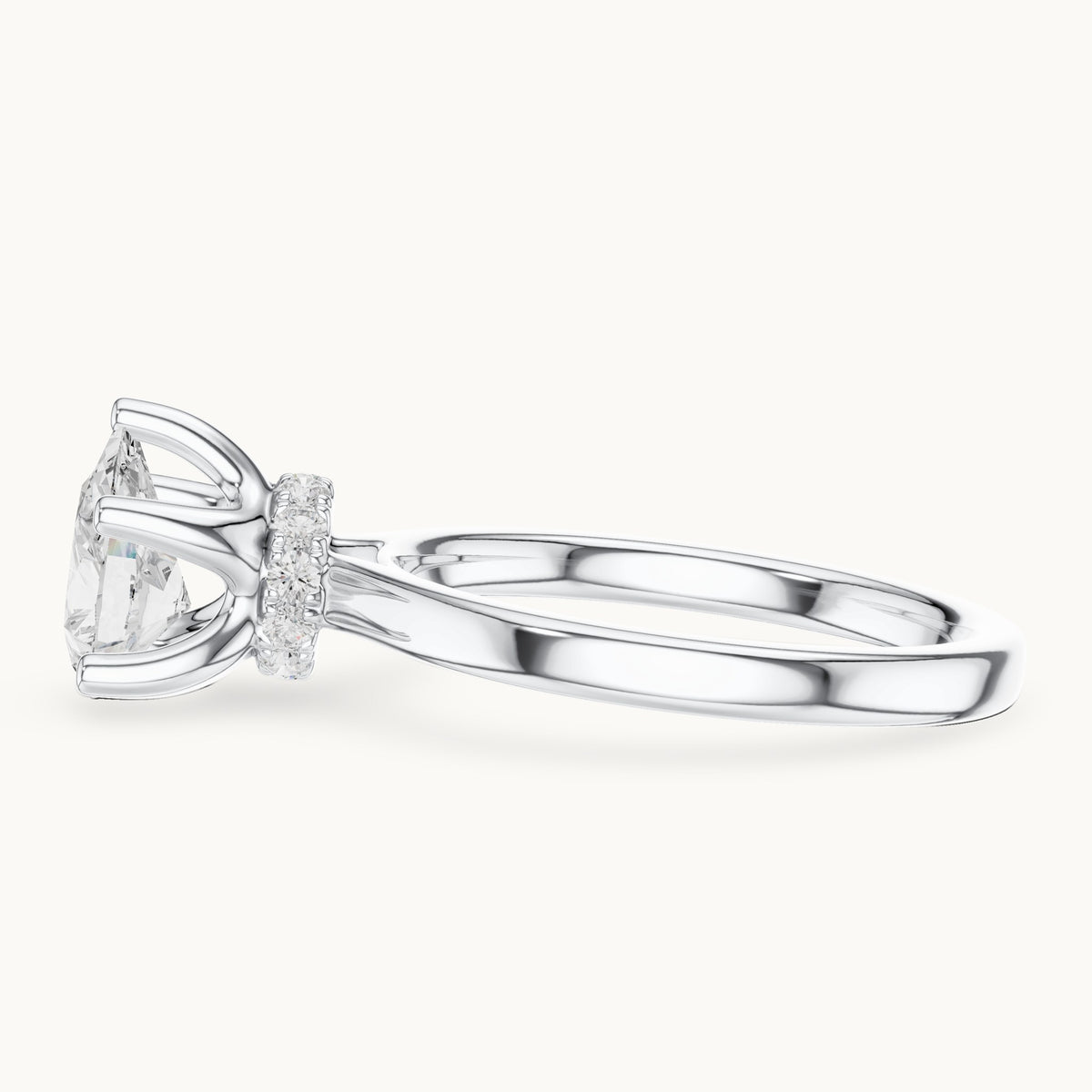 Pear lab-grown diamond collar-set solitaire engagement ring in white gold, 1.65 CT TW, view 3