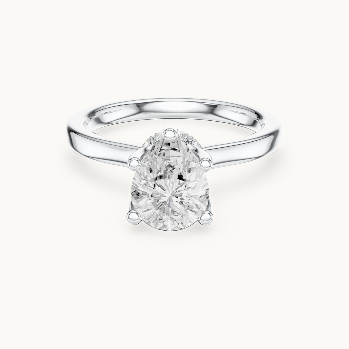 Pear lab-grown diamond collar-set solitaire engagement ring in white gold, 1.65 CT TW, view 4