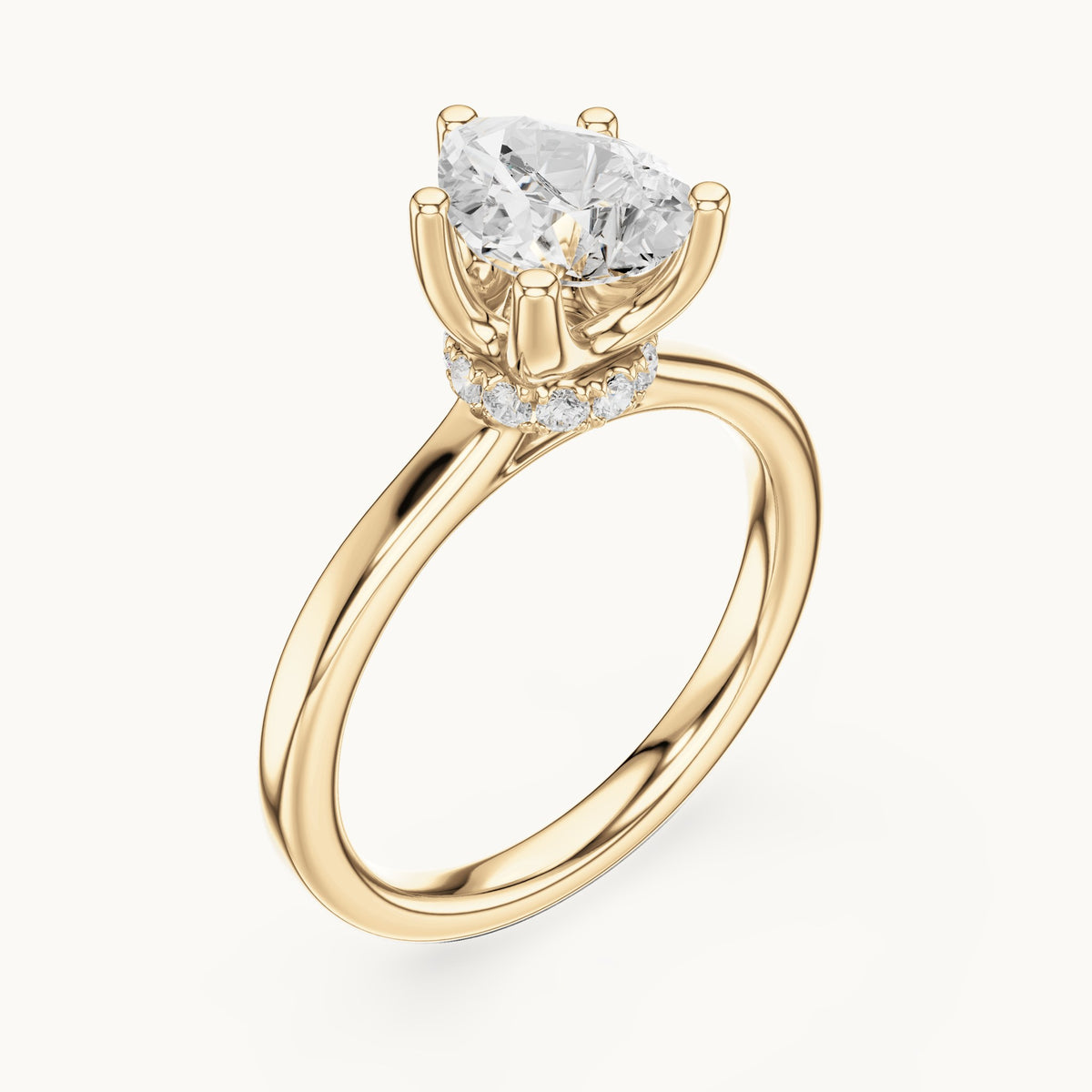 Pear lab-grown diamond collar-set solitaire engagement ring in yellow gold, 1.65 CT TW, view 2