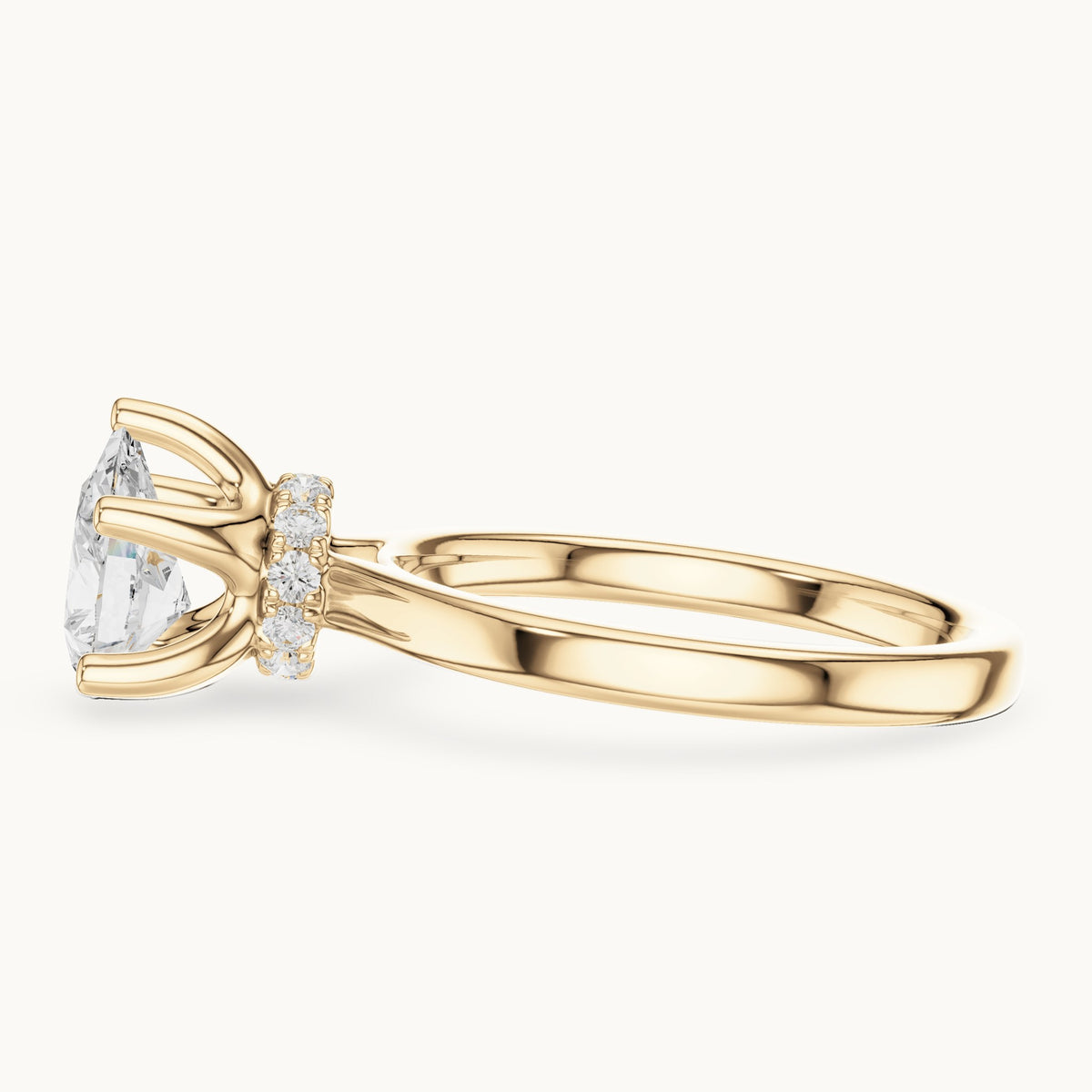 Pear lab-grown diamond collar-set solitaire engagement ring in yellow gold, 1.65 CT TW, view 3