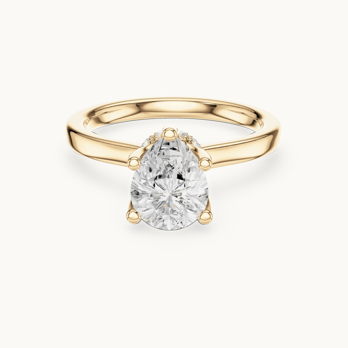 Pear lab-grown diamond collar-set solitaire engagement ring in yellow gold, 1.65 CT TW, view 4