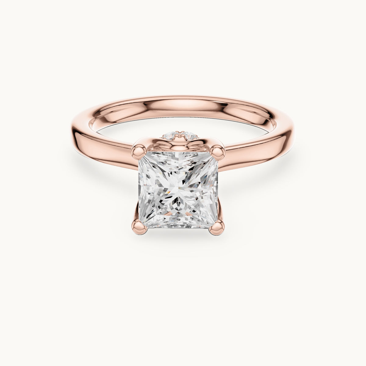 Princess-cut lab-grown diamond collar-set solitaire engagement ring in rose gold, 1.65 CT TW, view 4