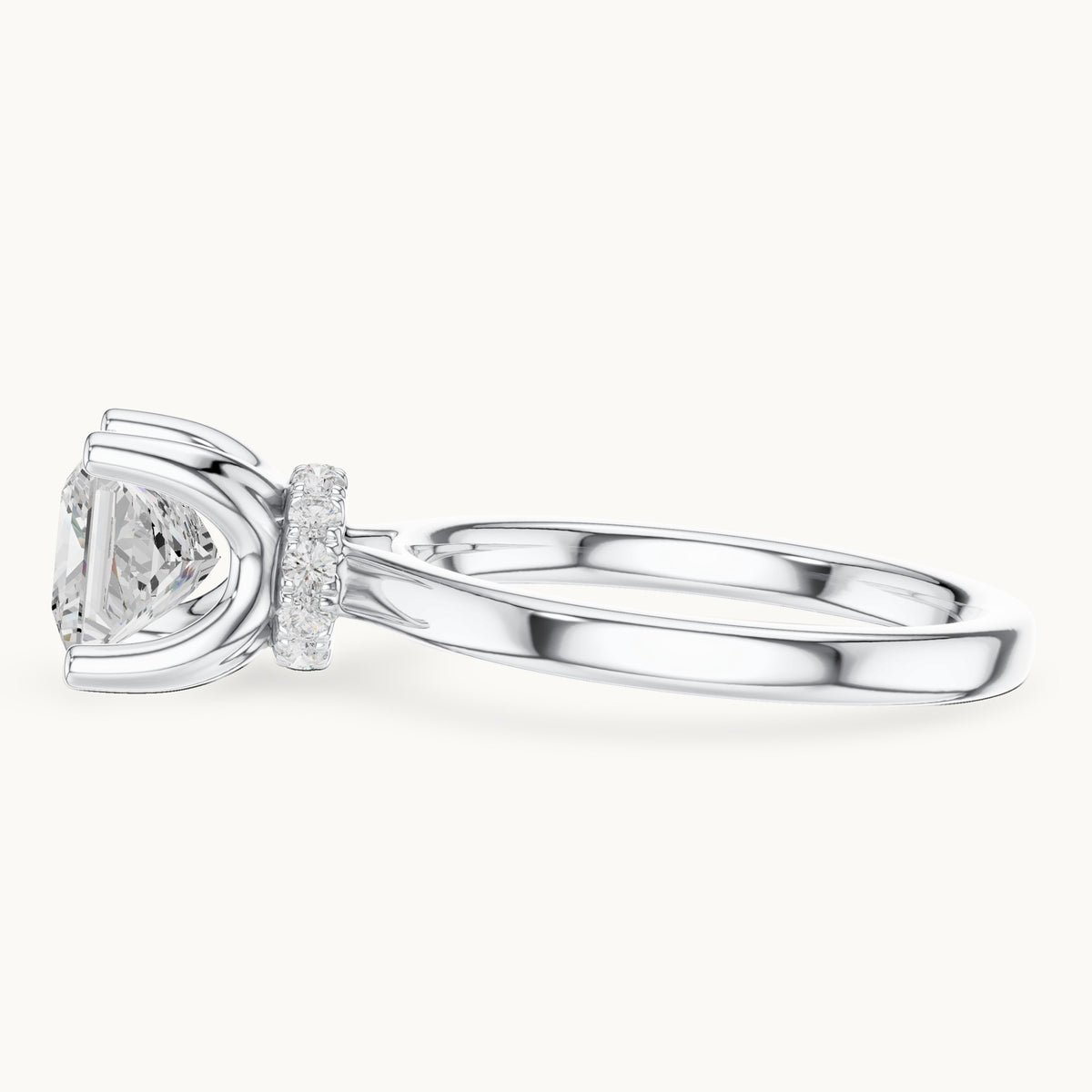Princess-cut lab-grown diamond collar-set solitaire engagement ring in white gold, 1.65 CT TW, view 3