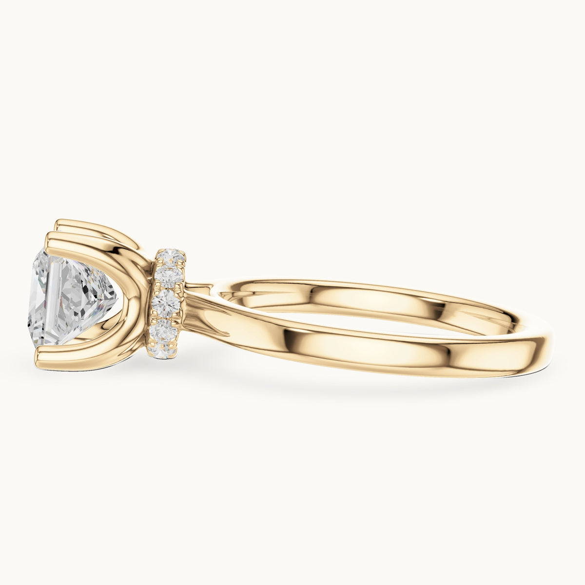 Princess-cut lab-grown diamond collar-set solitaire engagement ring in yellow gold, 1.65 CT TW, view 3