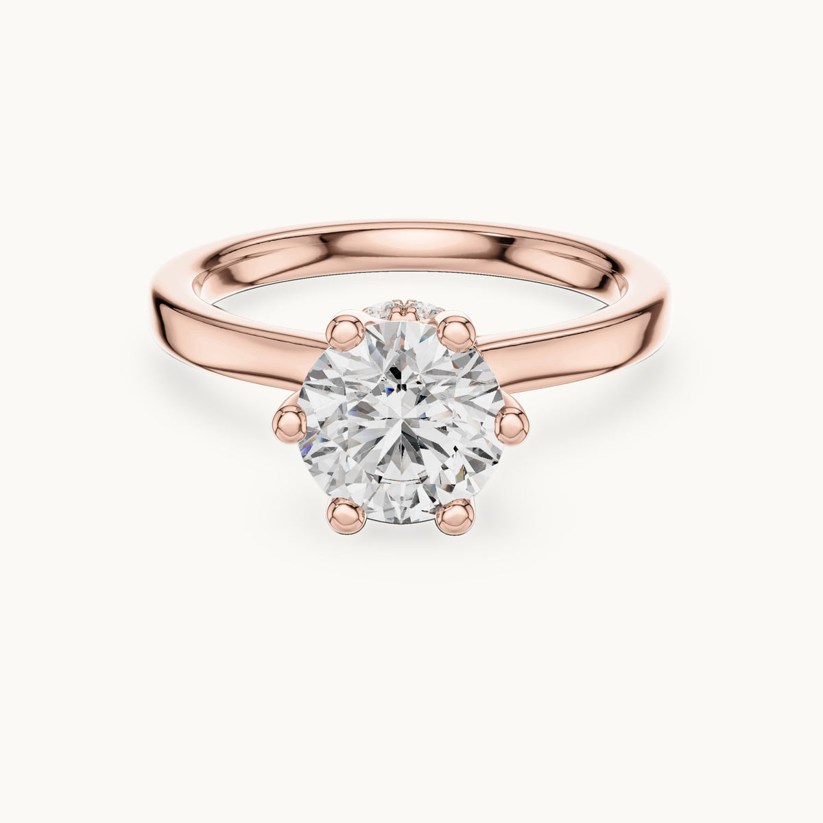 Round lab-grown diamond collar-set solitaire engagement ring in rose gold, 1.665 CT TW, view 4