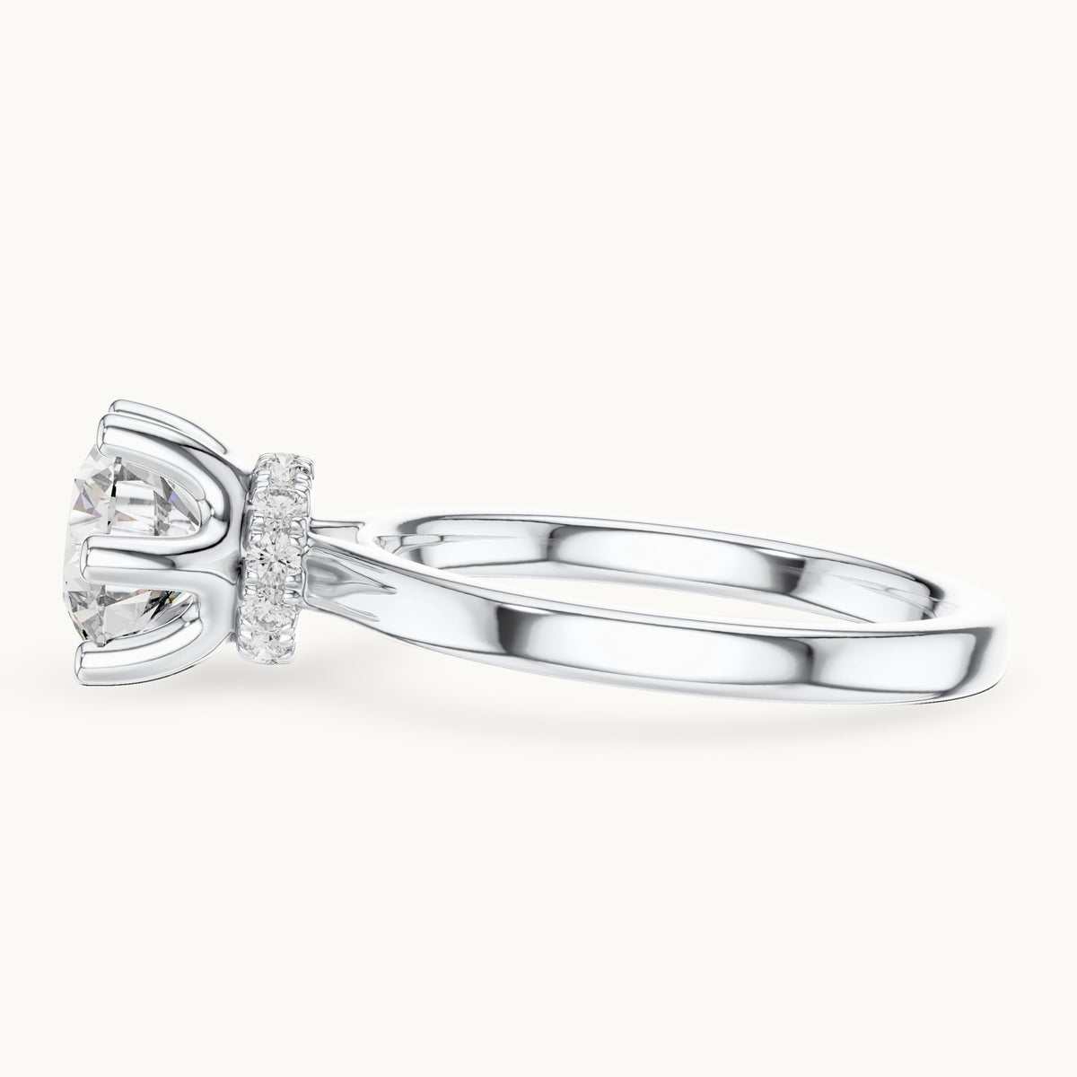 Round lab-grown diamond collar-set solitaire engagement ring in white gold, 1.665 CT TW, view 3