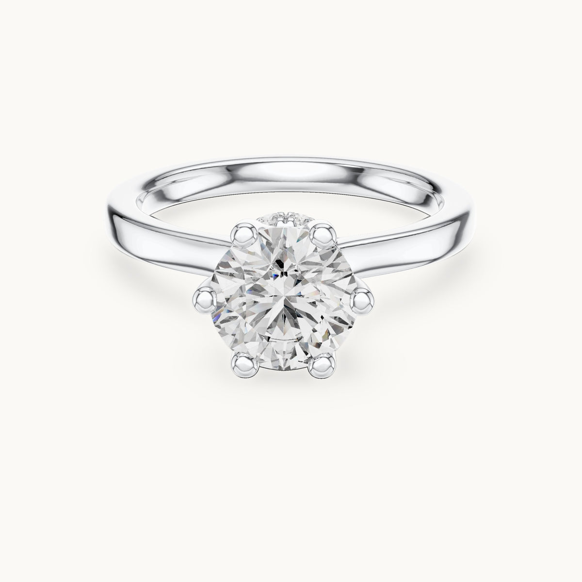 Round lab-grown diamond collar-set solitaire engagement ring in white gold, 1.665 CT TW, view 4