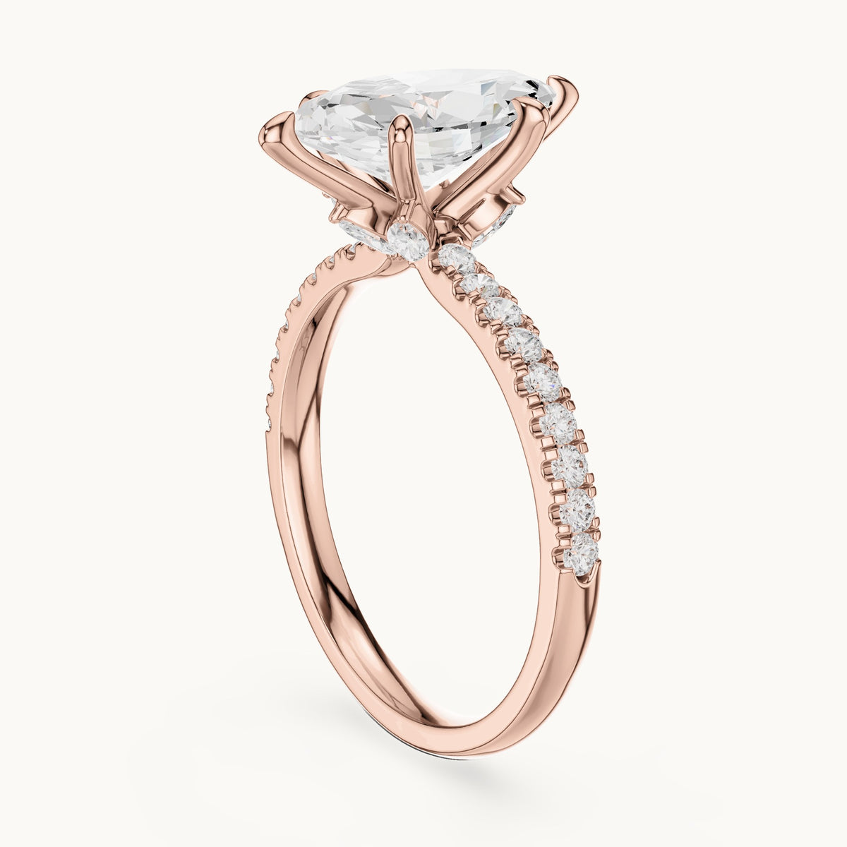 Marquise lab-grown diamond pavé prong-accent engagement ring in rose gold, 1.896 CT TW, view 1