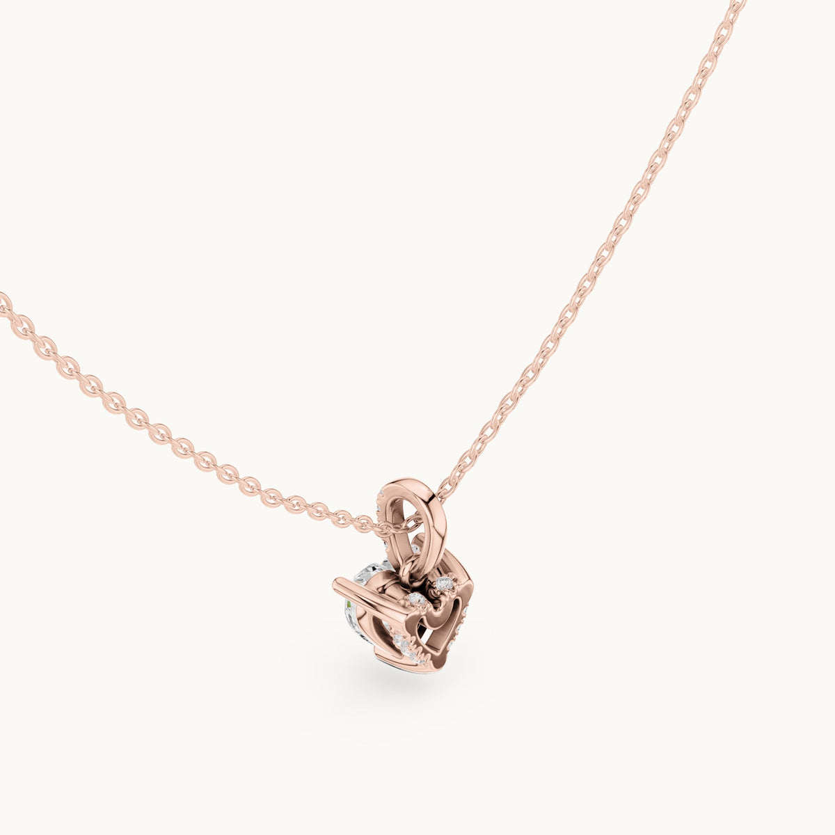 Heart lab-grown diamond pavé bail solitaire pendant in rose gold, 1.62 CT TW, view 2