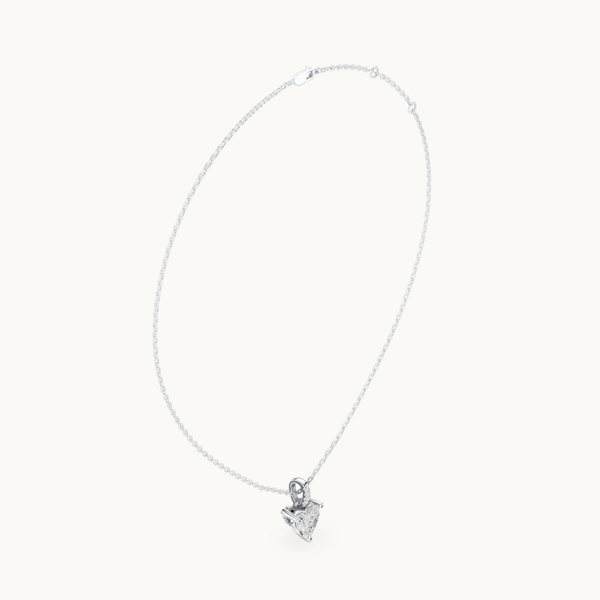 Heart lab-grown diamond pavé bail solitaire pendant in white gold, 1.62 CT TW, view 1
