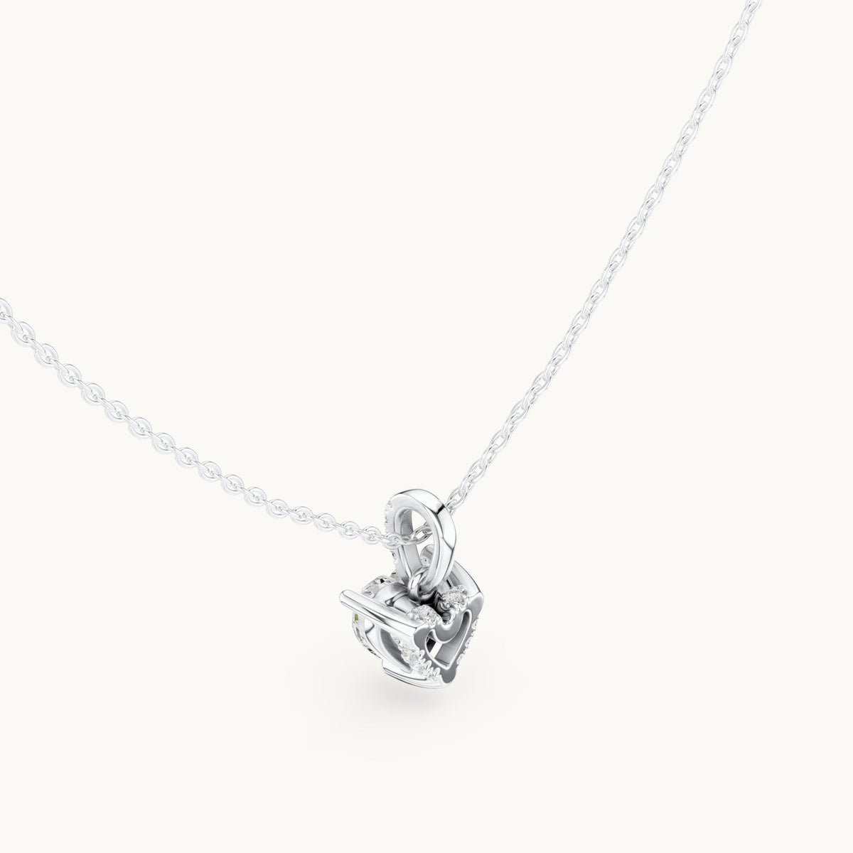 Heart lab-grown diamond pavé bail solitaire pendant in white gold, 1.62 CT TW, view 2