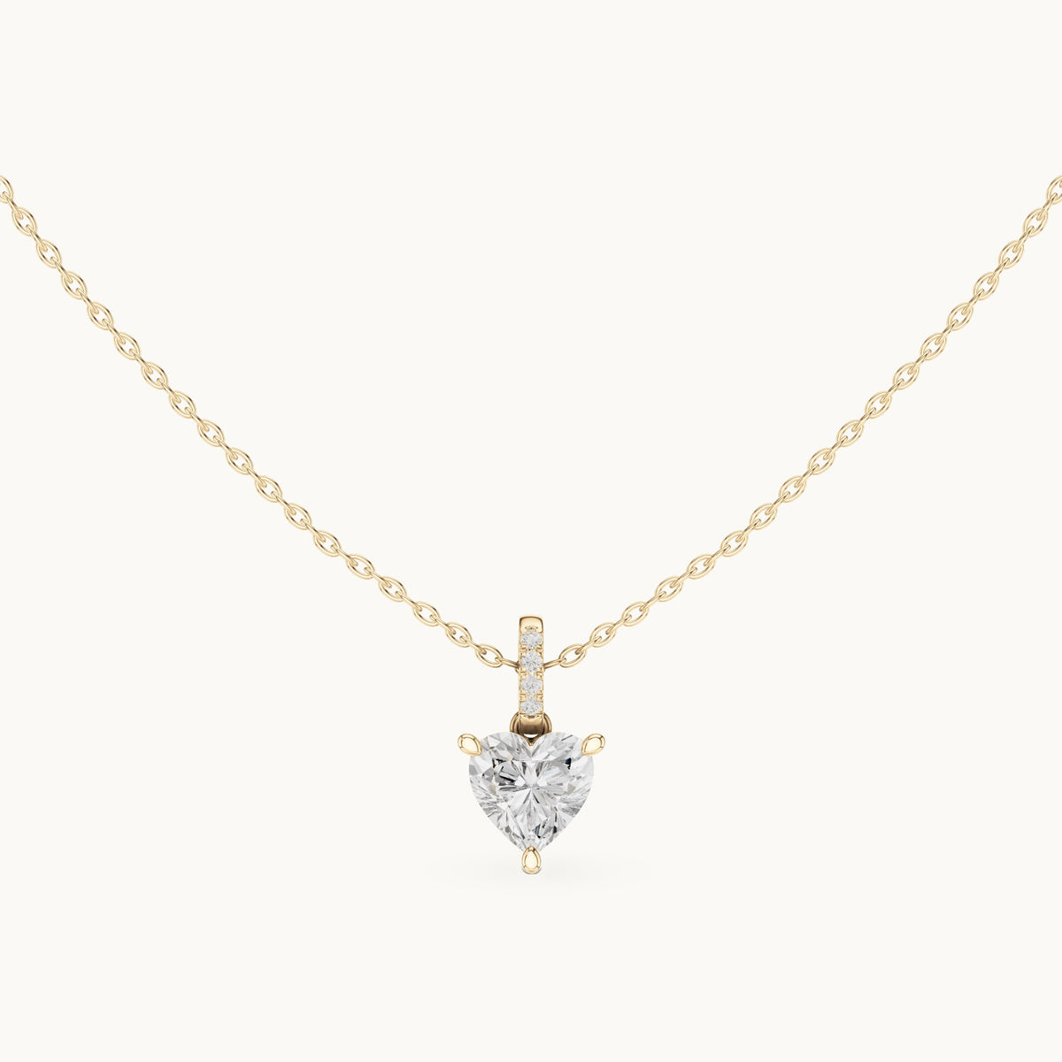 Heart lab-grown diamond pavé bail solitaire pendant in yellow gold, 1.62 CT TW, view 4