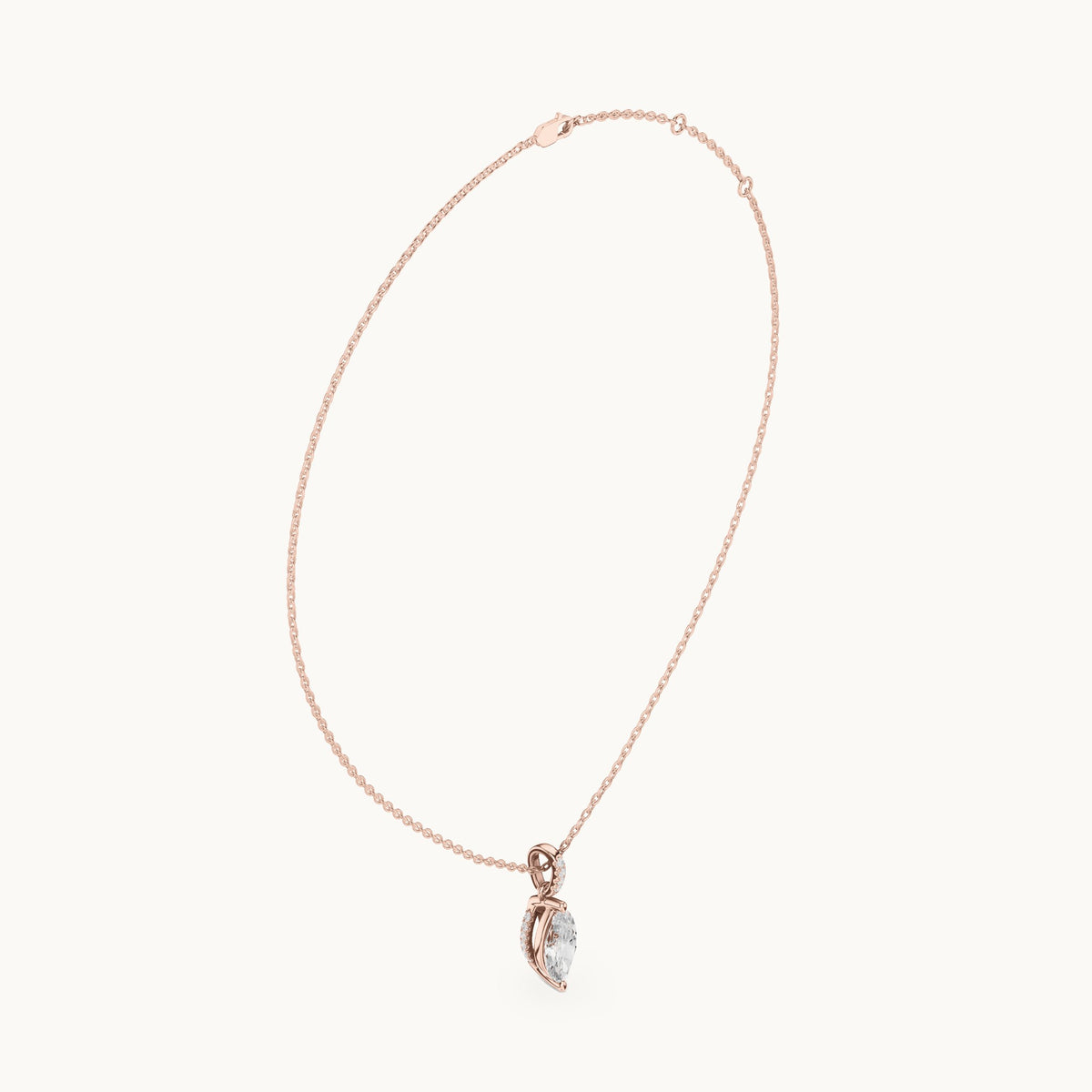 Marquise lab-grown diamond pavé bail solitaire pendant in rose gold, 1.66 CT TW, view 1