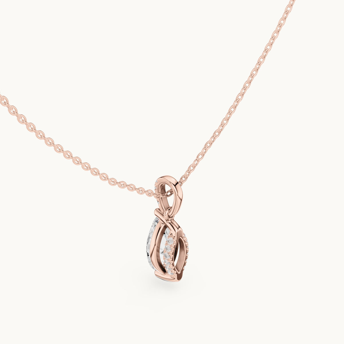 Marquise lab-grown diamond pavé bail solitaire pendant in rose gold, 1.66 CT TW, view 2