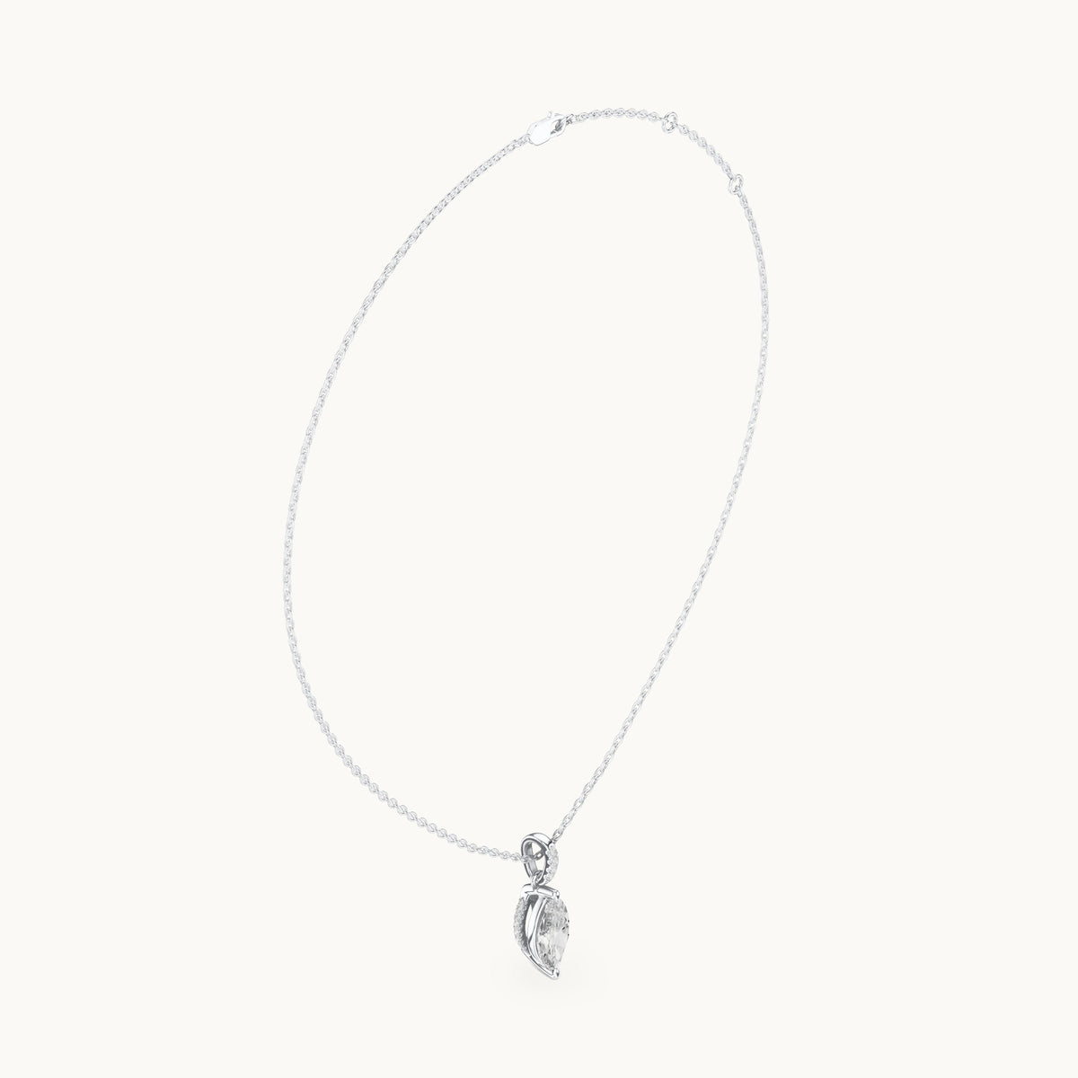 Marquise lab-grown diamond pavé bail solitaire pendant in white gold, 1.66 CT TW, view 1
