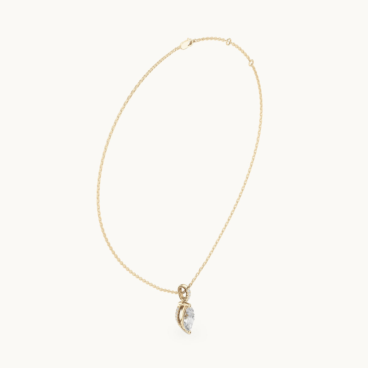 Marquise lab-grown diamond pavé bail solitaire pendant in yellow gold, 1.66 CT TW, view 1