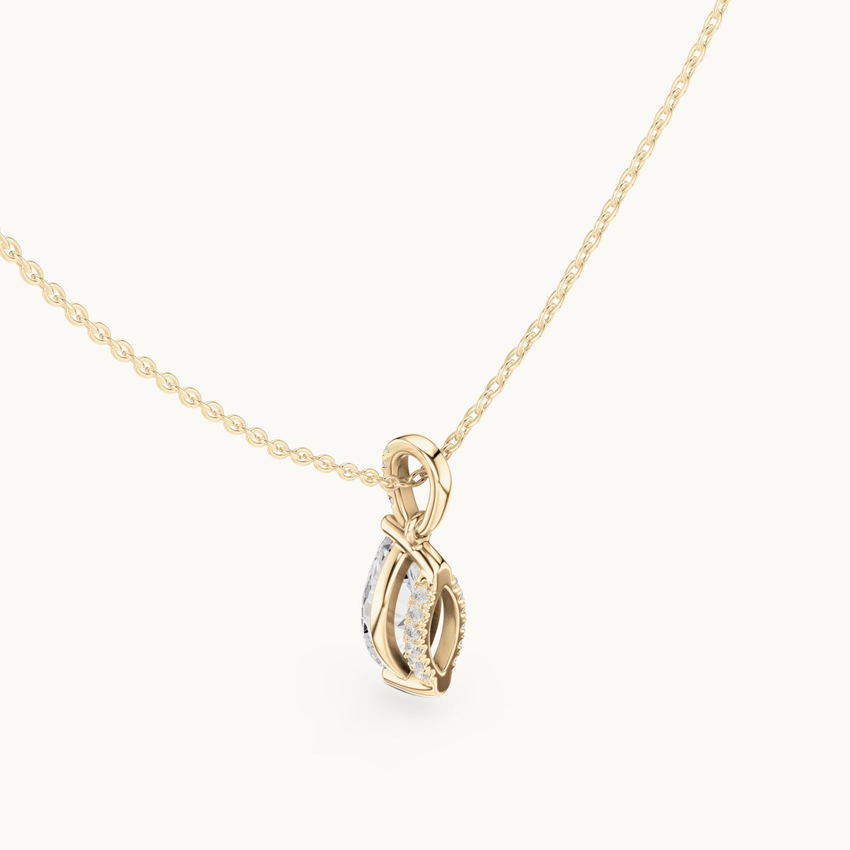 Marquise lab-grown diamond pavé bail solitaire pendant in yellow gold, 1.66 CT TW, view 2