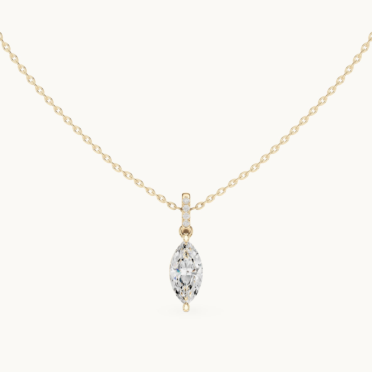 Marquise lab-grown diamond pavé bail solitaire pendant in yellow gold, 1.66 CT TW, view 4