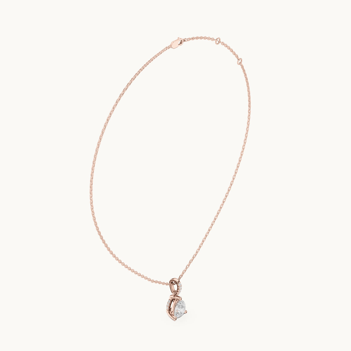 Pear lab-grown diamond pavé bail solitaire pendant in rose gold, 1.62 CT TW, view 1