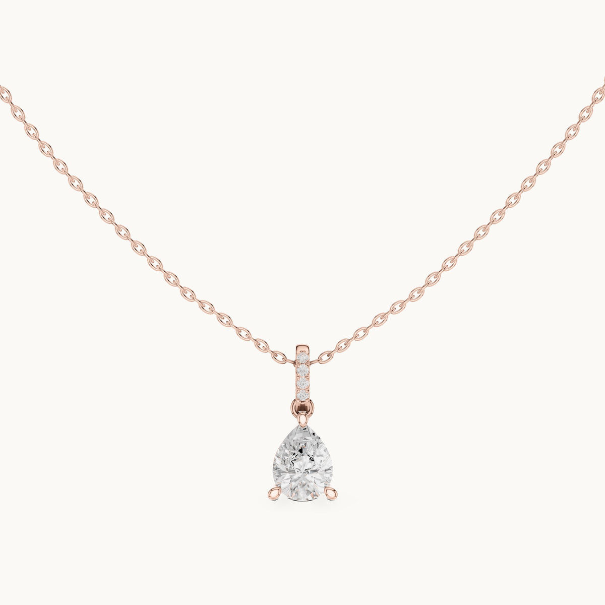 Pear lab-grown diamond pavé bail solitaire pendant in rose gold, 1.62 CT TW, view 4