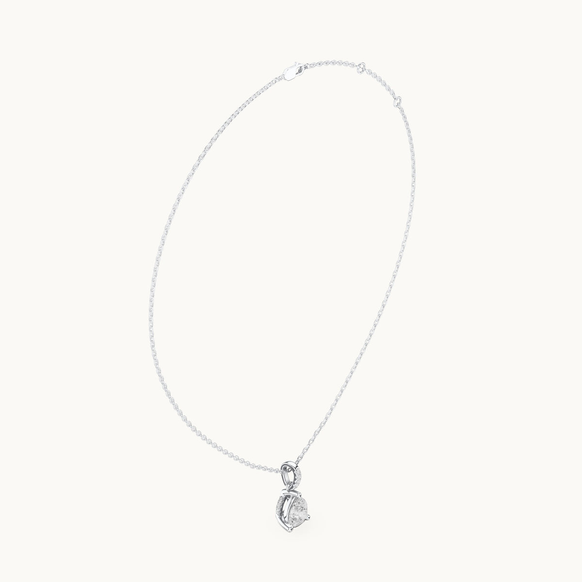 Pear lab-grown diamond pavé bail solitaire pendant in white gold, 1.62 CT TW, view 1
