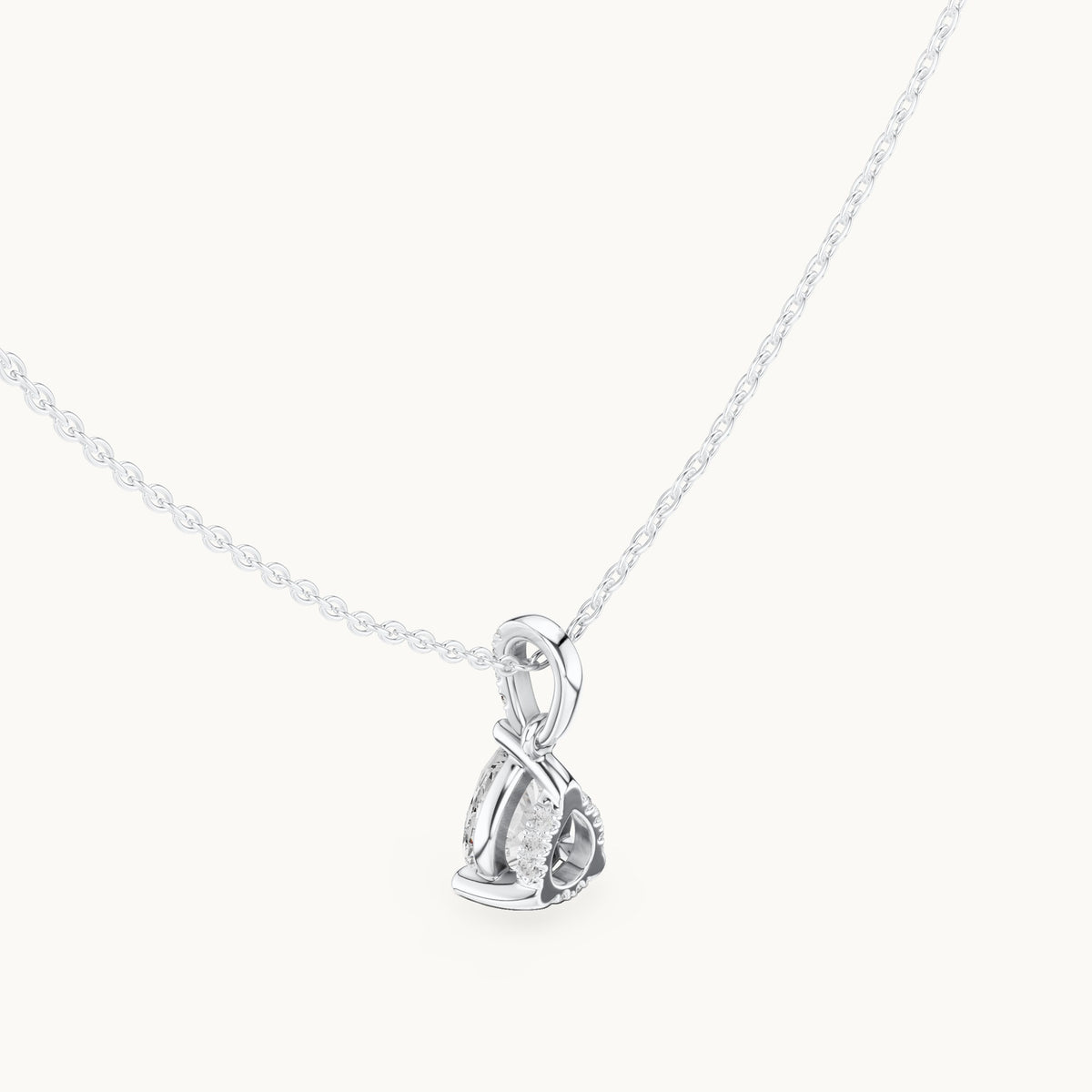 Pear lab-grown diamond pavé bail solitaire pendant in white gold, 1.62 CT TW, view 2