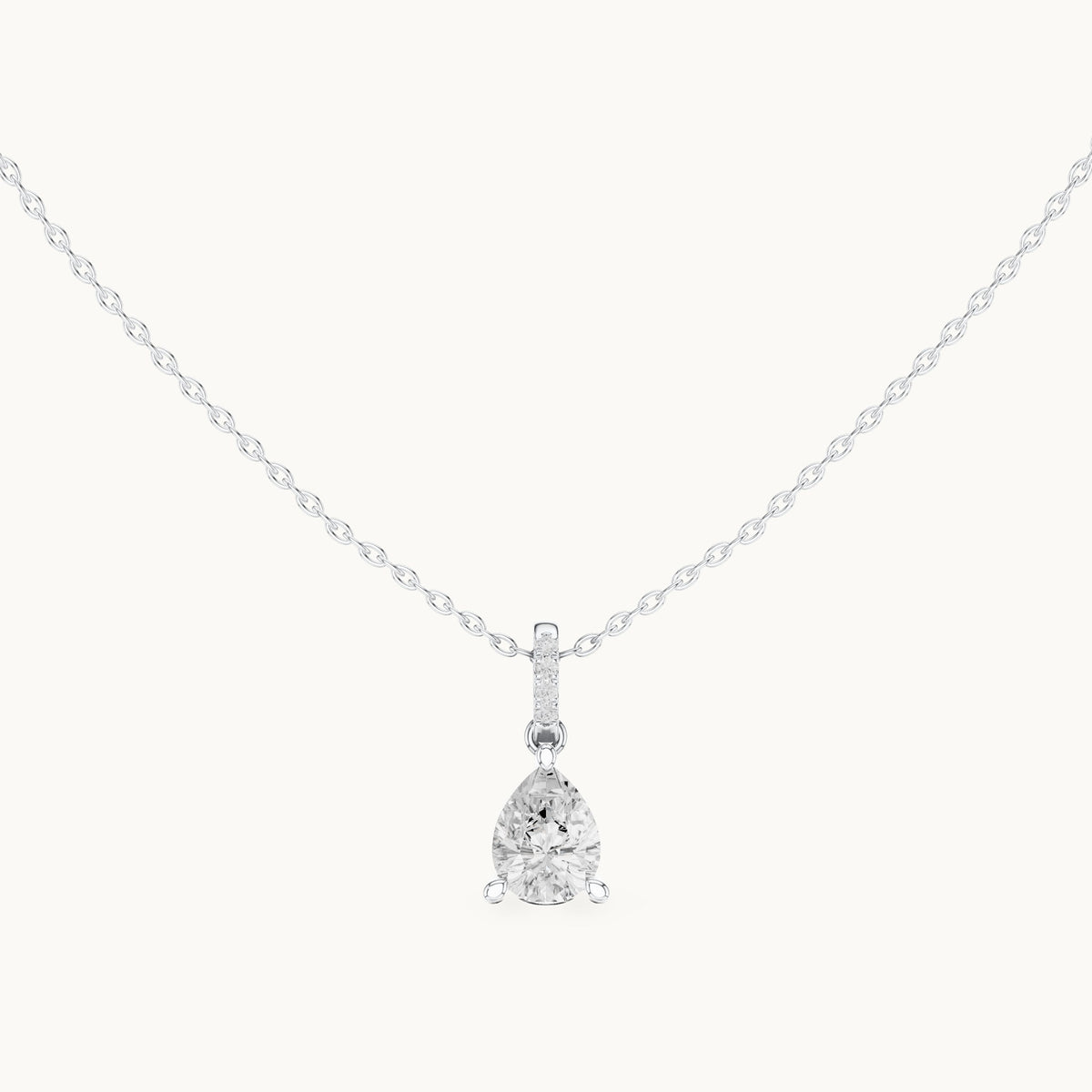 Pear lab-grown diamond pavé bail solitaire pendant in white gold, 1.62 CT TW, view 4