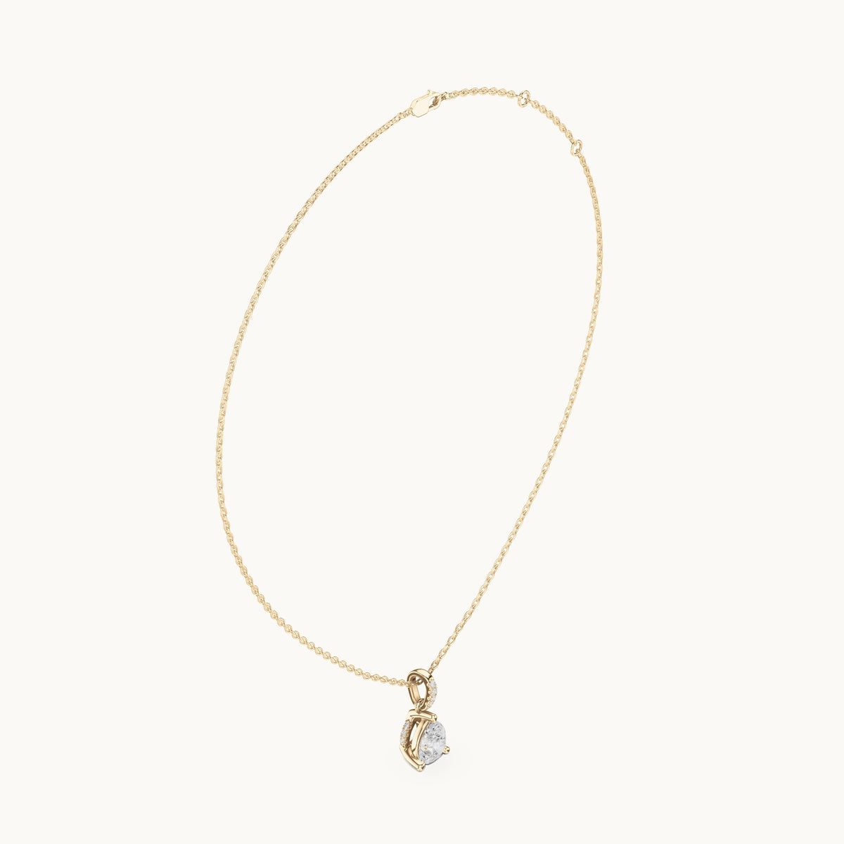 Pear lab-grown diamond pavé bail solitaire pendant in yellow gold, 1.62 CT TW, view 1