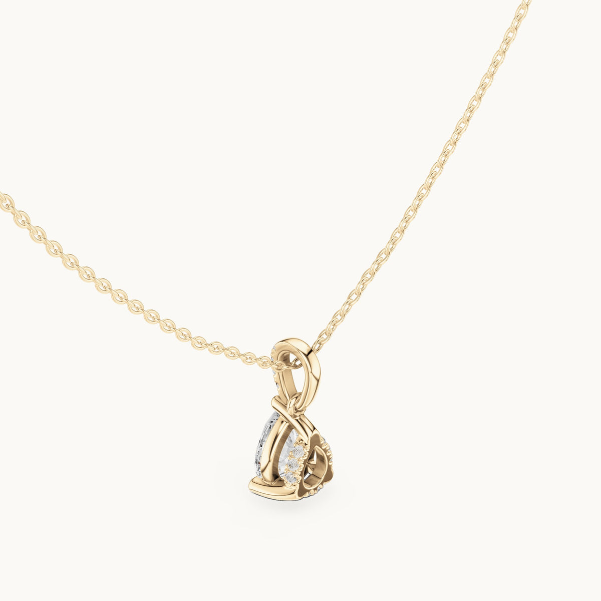 Pear lab-grown diamond pavé bail solitaire pendant in yellow gold, 1.62 CT TW, view 2
