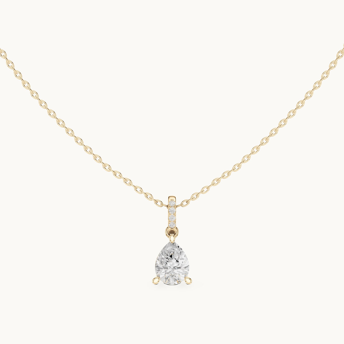 Pear lab-grown diamond pavé bail solitaire pendant in yellow gold, 1.62 CT TW, view 4